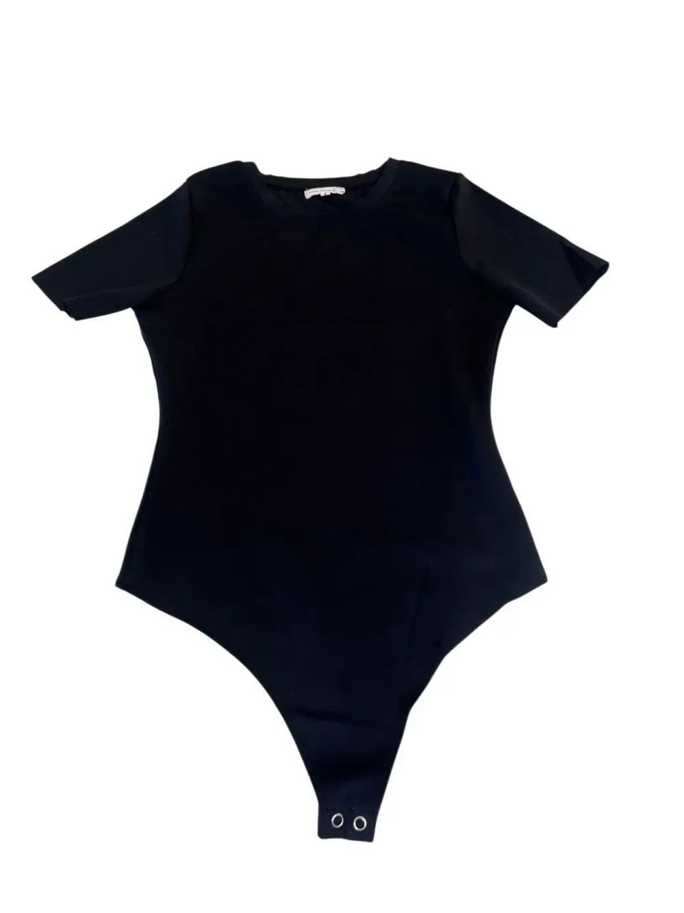 GoodโAmerican Women's Short-Sleeve Bodysuit Scuba T-Shirt Black Size 2 NWOT
